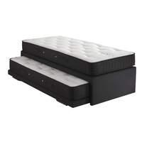 Relyon Upholstered Guest Bed in Charcoal with Mattresses Small Single x 2 Open Coil Mattresses With Headboard
