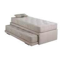 Relyon Upholstered Guest Bed in Mocha with Mattresses Small Single x 2 Open Coil Mattresses with Headboard