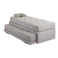 Relyon Upholstered Guest Bed in Linen with Mattresses Small Single x 1 Open Coil x 1 Pocket Mattress Without Headboard