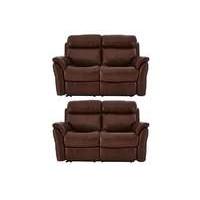 relax station revive pair of 2 seater leather power recliner sofas