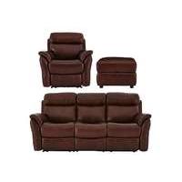 Relax Station Revive 3 Seater Leather Power Recliner Sofa with Armchair and Footstool