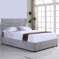 REBECCA UPHOLSTERED OTTOMAN BED IN SILVER by Flair Furnishings - King