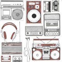 Retro Music Brown & White Wallpaper
