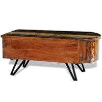 Reclaimed Solid Wood Coffee Table with Iron Pin Legs