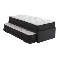 Relyon Upholstered Guest Bed in Charcoal with Mattresses Small Single x 1 Open Coil x 1 Pocket Mattress Without Headboard