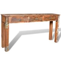 Reclaimed Wood Side Table with 3 Drawers