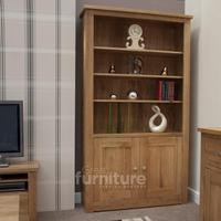 reno oak 2 door bookcases