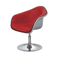 Retro Bar Chair In White With Red PU Seat And Chrome Base