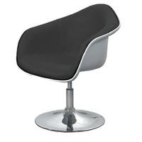 Retro Bar Chair In Black Padded Seat With Chrome Base