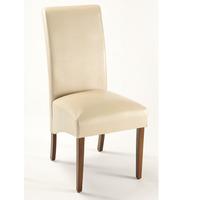 Reno Ivory Faux Leather Dining Chair With Dark Legs