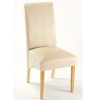 Reno Ivory Faux Leather Dining Chair With Oak Legs