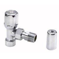 regis chrome effect angled radiator towel rail valve