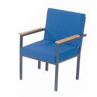 RECEPTION CHAIR WITH ARMS STEEL FRAME -BLUE