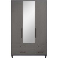 regency graphite centre mirrored gents wardrobe 3 door 4 drawer