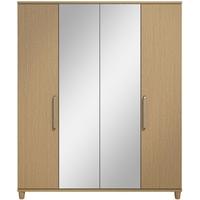 Regency Oak Centre Mirrored Wardrobe - 4 Door