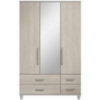 regency pine cappucino centre mirrored gents wardrobe 3 door 4 drawer