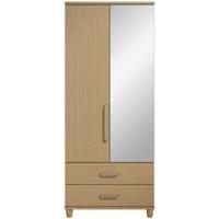 Regency Oak Mirrored Gents Wardrobe - 2 Door 2 Drawer