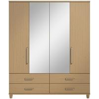 Regency Oak Centre Mirrored Gents Wardrobe - 4 Door 4 Drawer