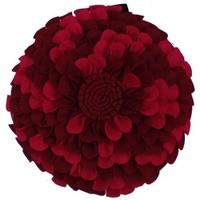 red and burgundy felt round flower cushion set of 6