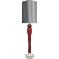 Red Pearl Statement Lamp with Grey Snakeskin Shade