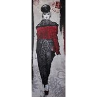 Red and Black French Catwalk Canvas (Set of 4)