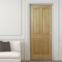 Regency 4 Panel Oak Fire Door without raised mouldings is 1/2 Hour Fire Rated