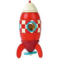 Red Rocket Wooden Magnetic Building Toy