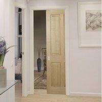 Regency 4 Panel Oak Fire Pocket Door without raised mouldings is 1/2 Hour Fire Rated