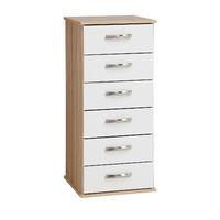 Regal 6 Drawer Narrow Chest Black Woodgrain And White