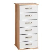 Regal 6 Chest of Drawers Beech And White Gloss