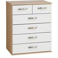 Regal 2 over 4 Chest of Drawers White And Black Gloss
