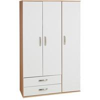 Regal 3 Door Wardrobe and 2 Drawers Beech And Black Woodgrain