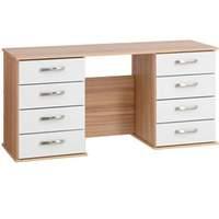 regal double pedestal dressing table cocobola and cream gloss