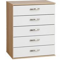 Regal 5 Chest of Drawers Black Woodgrain And White Gloss