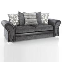 Revive 3 Seater Sofa In Black PU And Grey Fabric