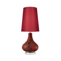 Renzo Mosaic Glass Vase Table Lamp In Red With Fabric Shade