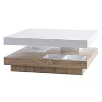 Regent Rotating Coffee Table Square In White High Gloss And Oak