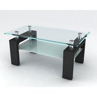 Reno Coffee Table In Clear Glass Top With Black Gloss Legs