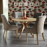 Rebecca Dining Table In Oak And 4 Hannah Chair In Orange Steel