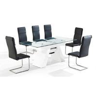 Reno High Gloss White Clear Glass Top Dining Table And 6 Chairs