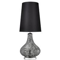 Renzo Mosaic Glass Vase Table Lamp In Grey With Fabric Shade