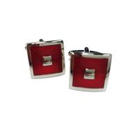 Red Square Chrome Cufflinks