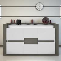 Renoir Small Sideboard In Taupe And Grey Gloss With Lights