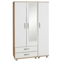 Regal 3 Door 2 Drawer Mirrored Wardrobe Mocha Carcass and Black Gloss Front