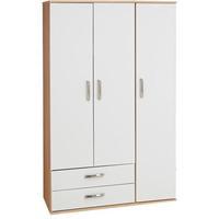Regal 3 Door Wardrobe and 2 Drawers Beech And Black Woodgrain