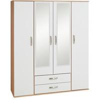 Regal 4 Door 2 Drawer Mirrored Wardrobe Black woodgrain and Wenge