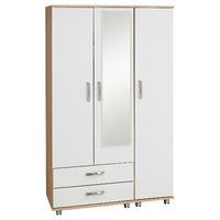 Regal 3 Door 2 Drawer Mirrored Wardrobe Cocobola And Black Gloss