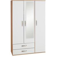 Regal 3 Door Wardrobe and 2 Drawers and Mirror Beech And White Gloss