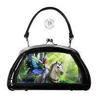 Realm Of Enchantment - Fairy Dragon and Unicorn Lenticular 3D Evening Bag by Anne Stokes