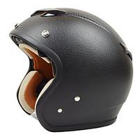 REUS ZS-381C Motorcycle Half Helmet Retro Harley Helmet Imitation Leather Pattern ABS Material